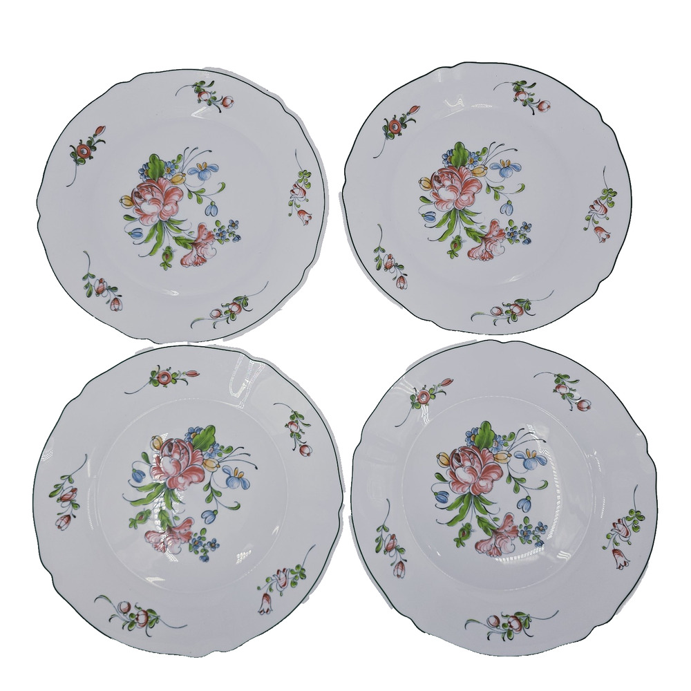 Arc Arcopal France Set 4 Dinner Plates B 10" Provincial Floral Scalloped Edges
